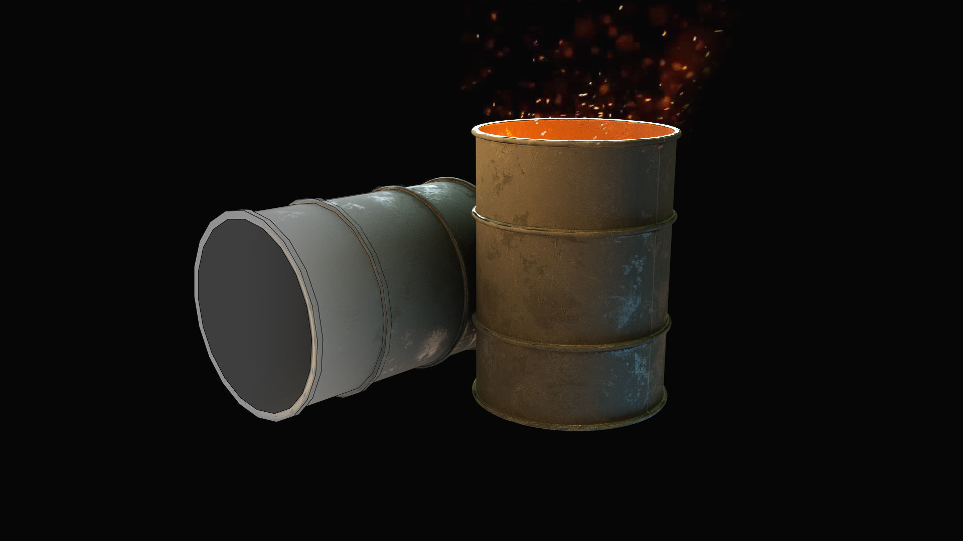 Oil Drums 3d Model Low-poly 3D model_3