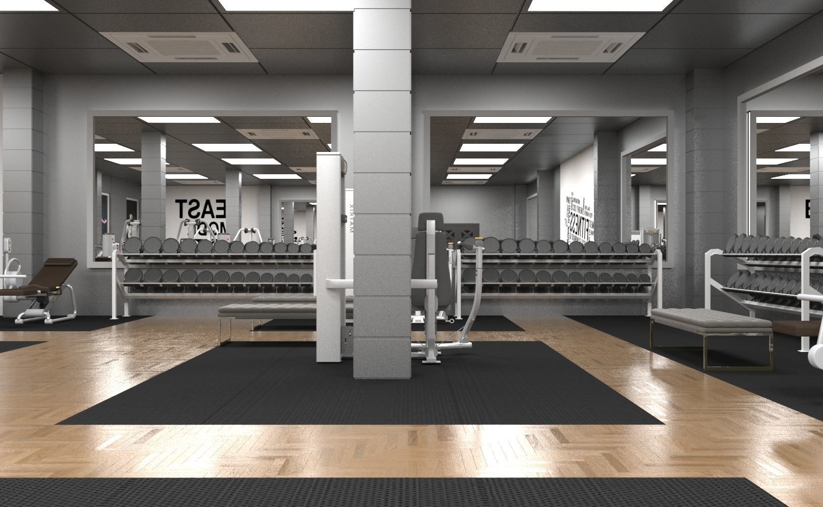 Gym Design For a Sports center in Oman 3D model_5