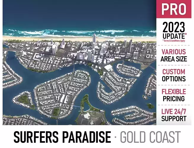 Surfers Paradise Low-poly 3D model