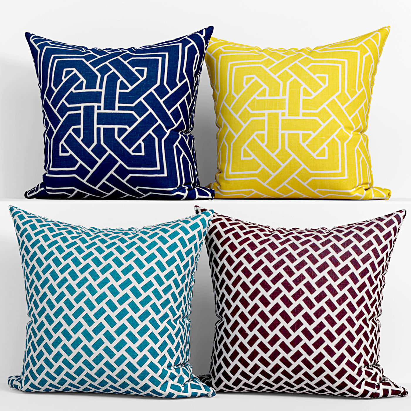 50 Decorative pillows sets Low-poly 3D model_37