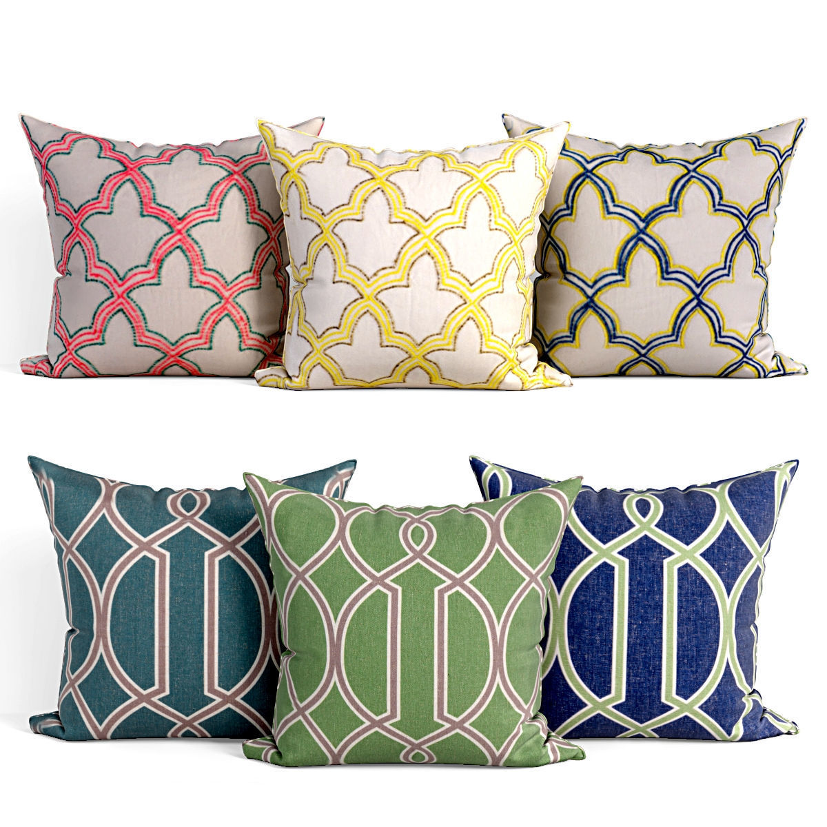 50 Decorative pillows sets Low-poly 3D model_13