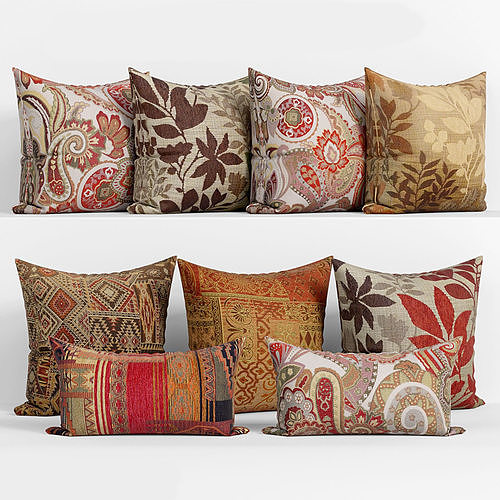 50 Decorative pillows sets   Low-poly 3D model 3