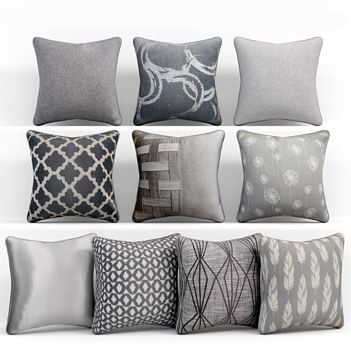 50 Decorative pillows sets Low-poly 3D model_28