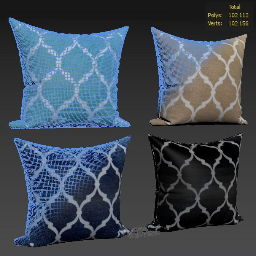 50 Decorative pillows sets Low-poly 3D model_53