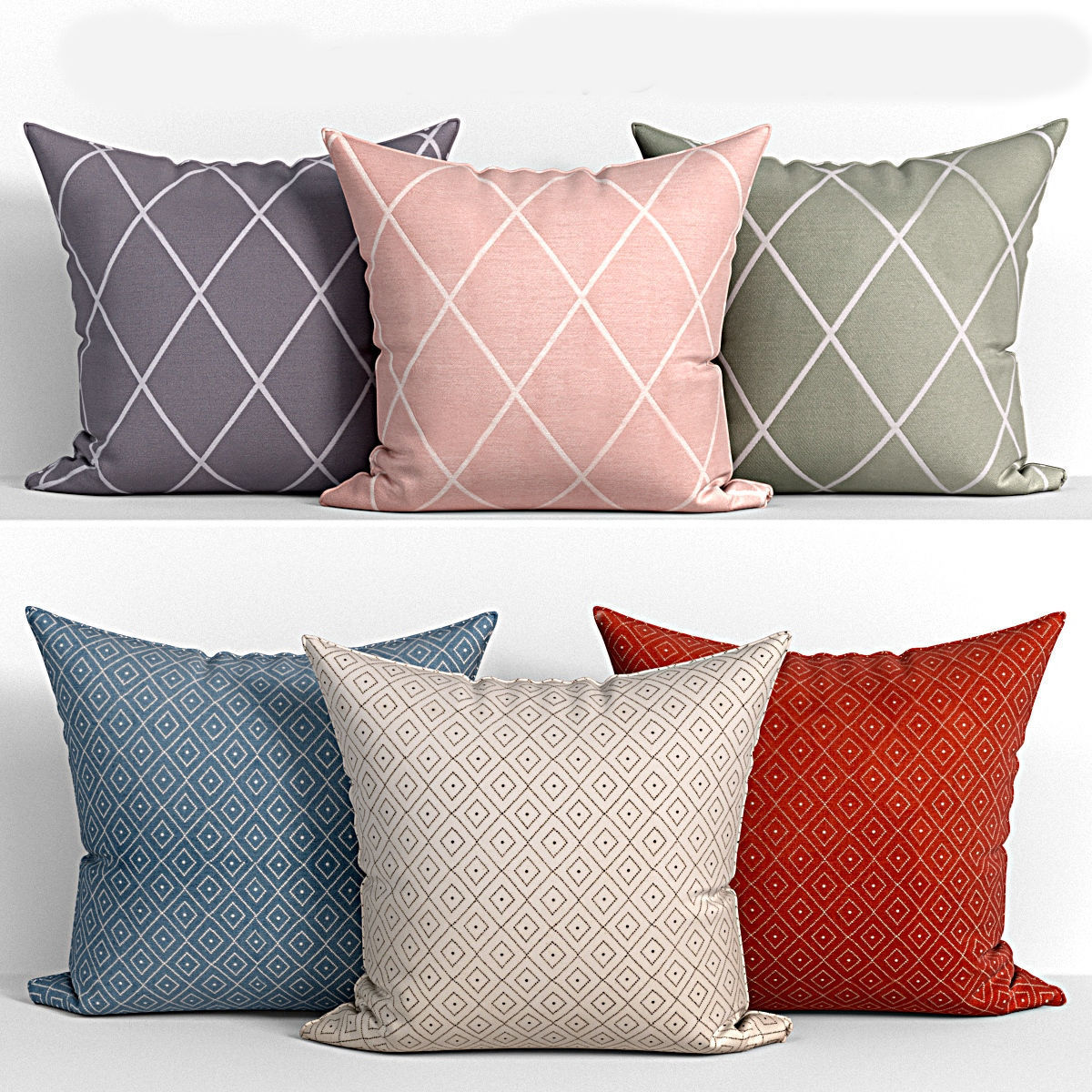 50 Decorative pillows sets Low-poly 3D model_24