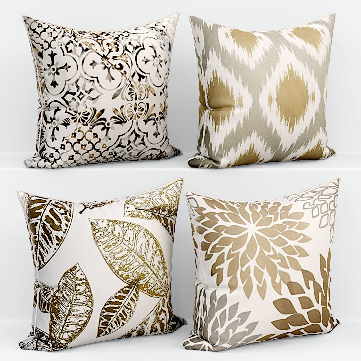 50 Decorative pillows sets Low-poly 3D model_1