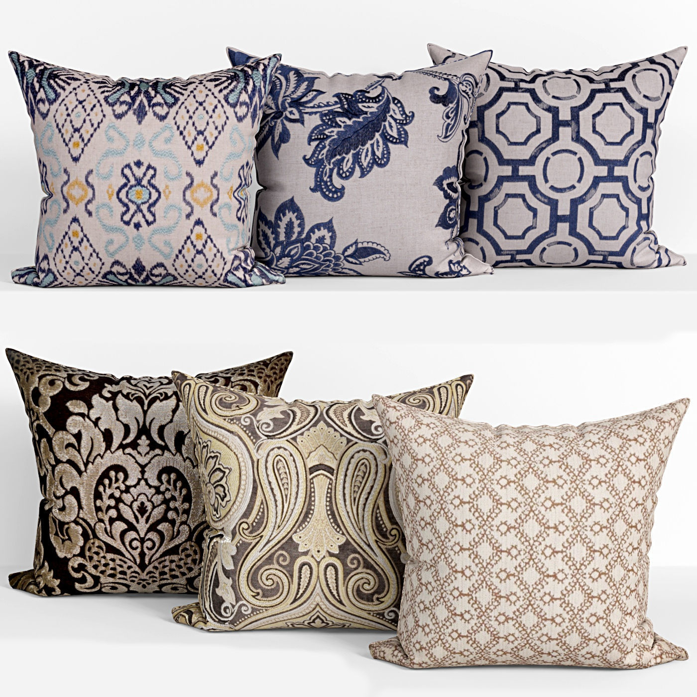 50 Decorative pillows sets Low-poly 3D model_9