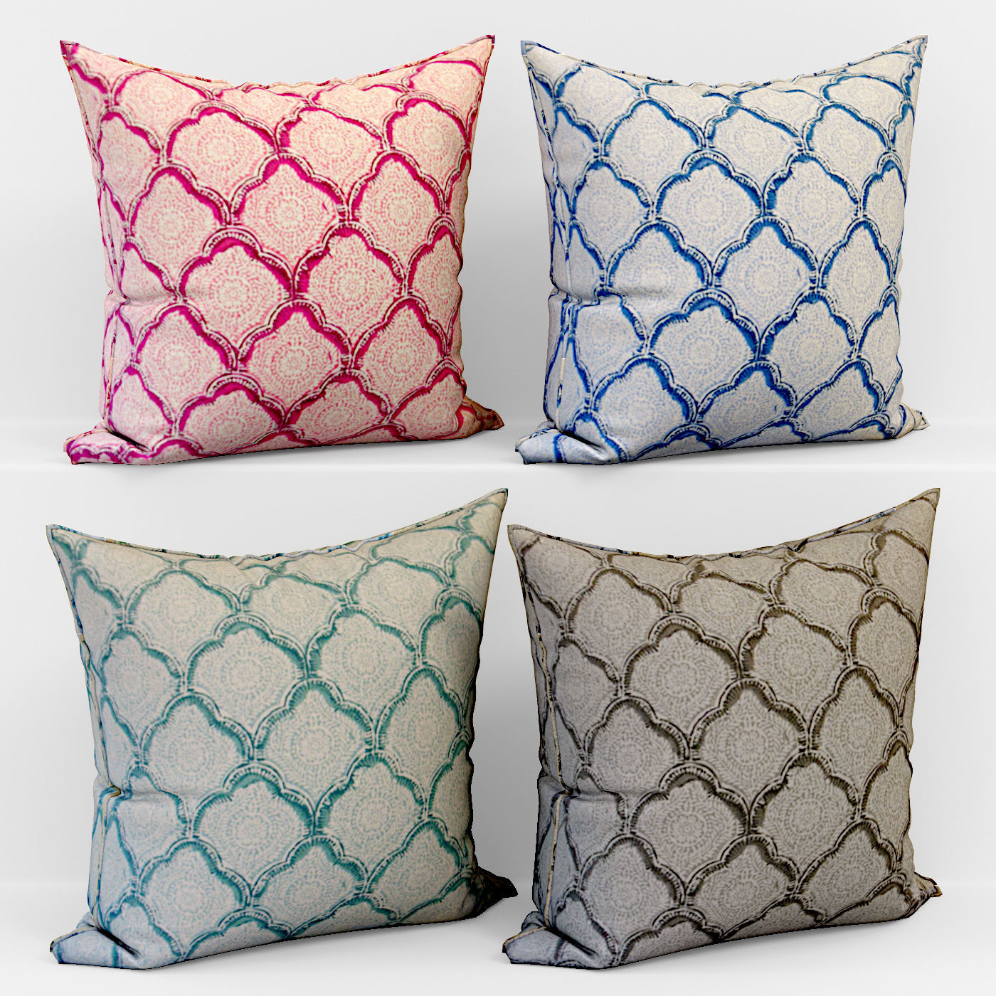 50 Decorative pillows sets Low-poly 3D model_5