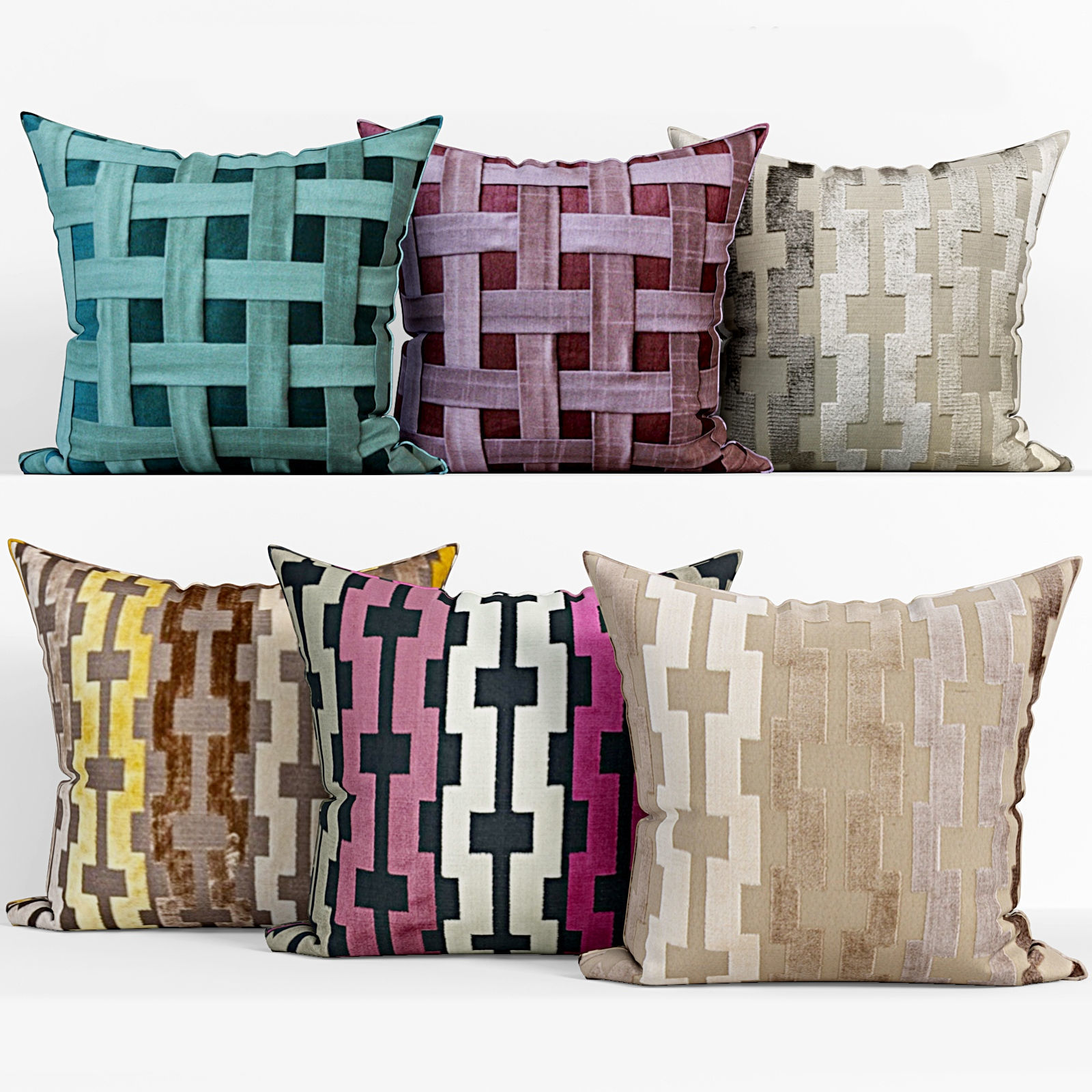 50 Decorative pillows sets Low-poly 3D model_7