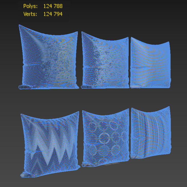 50 Decorative pillows sets Low-poly 3D model_52