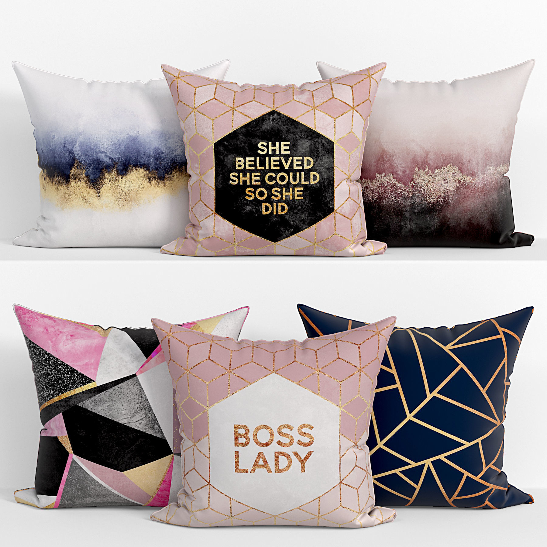 50 Decorative pillows sets Low-poly 3D model_43