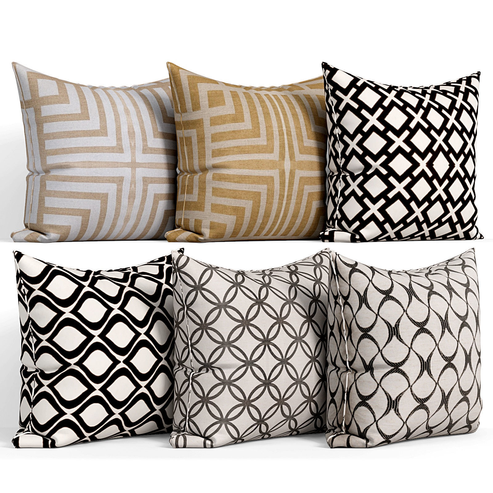 50 Decorative pillows sets Low-poly 3D model_6