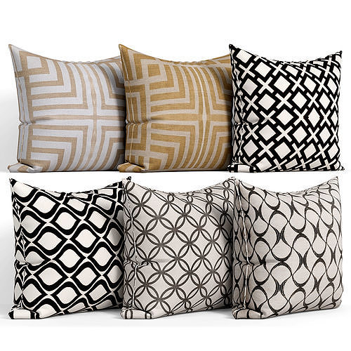 50 Decorative pillows sets   Low-poly 3D model 7