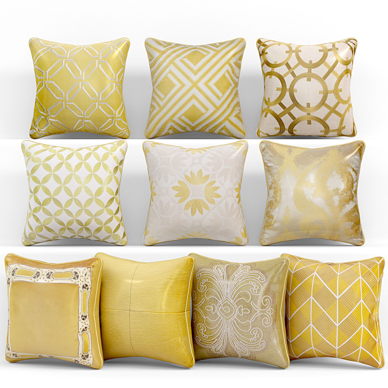 50 Decorative pillows sets Low-poly 3D model_39