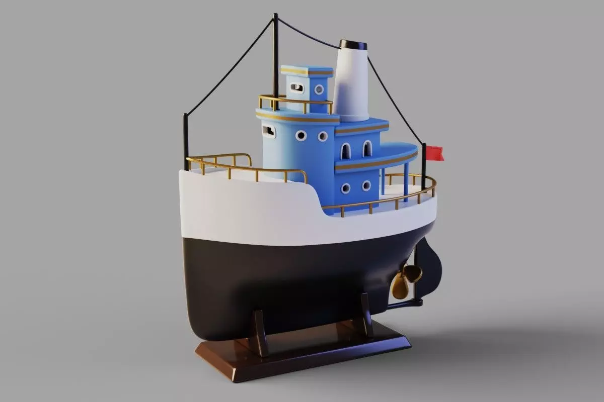 Toy ship Low-poly 3D model_0