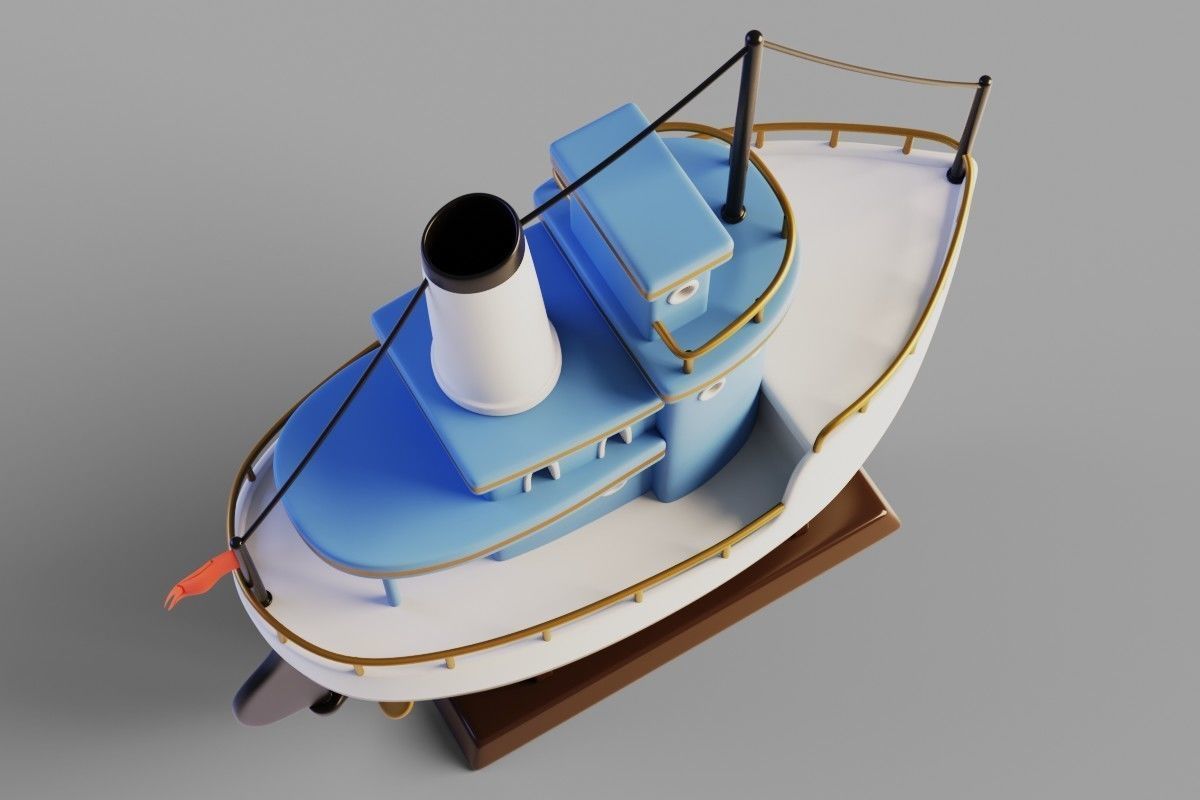 Toy ship Low-poly 3D model_4