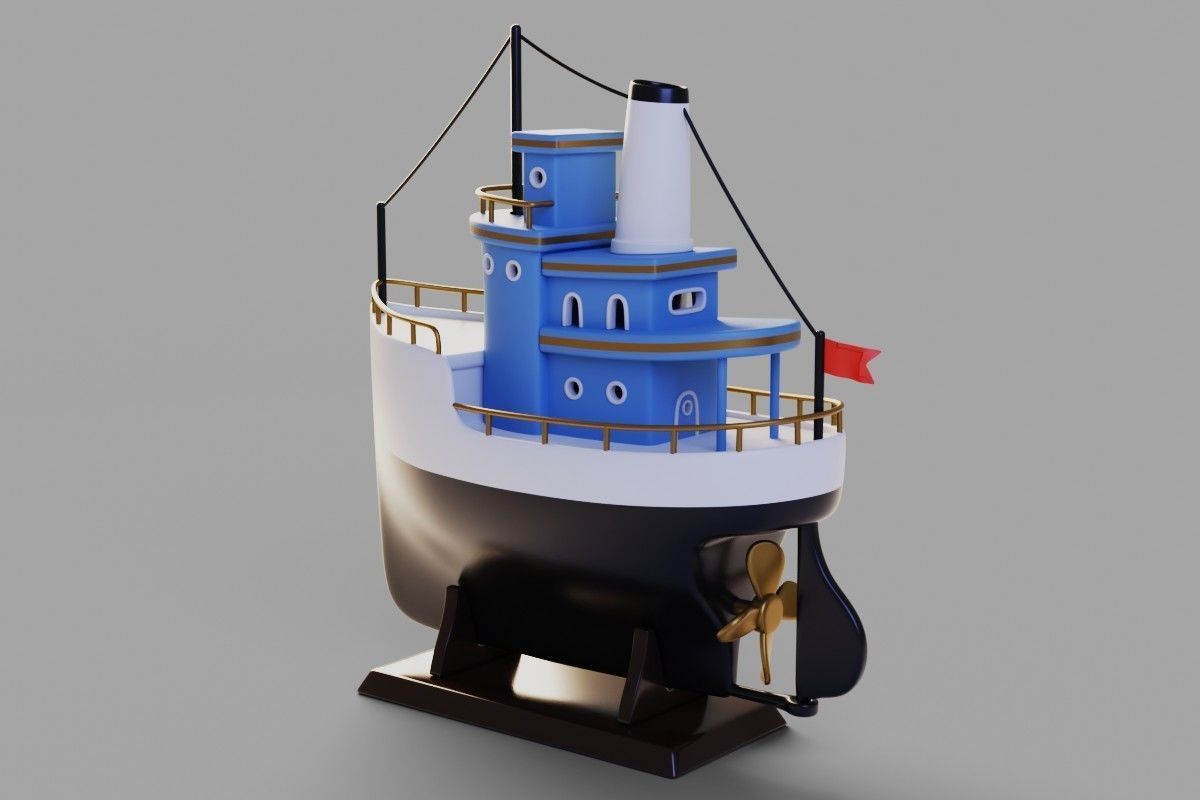 Toy ship Low-poly 3D model_2