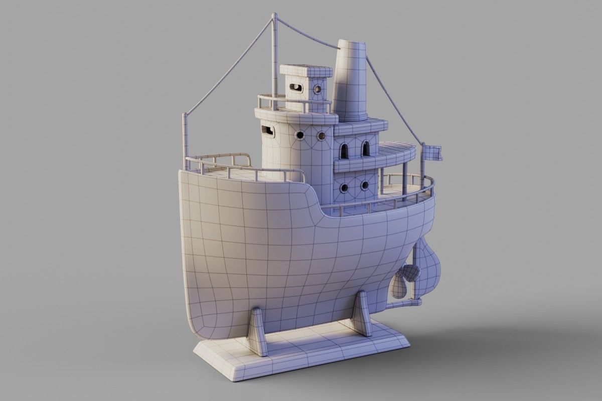 Toy ship Low-poly 3D model_1
