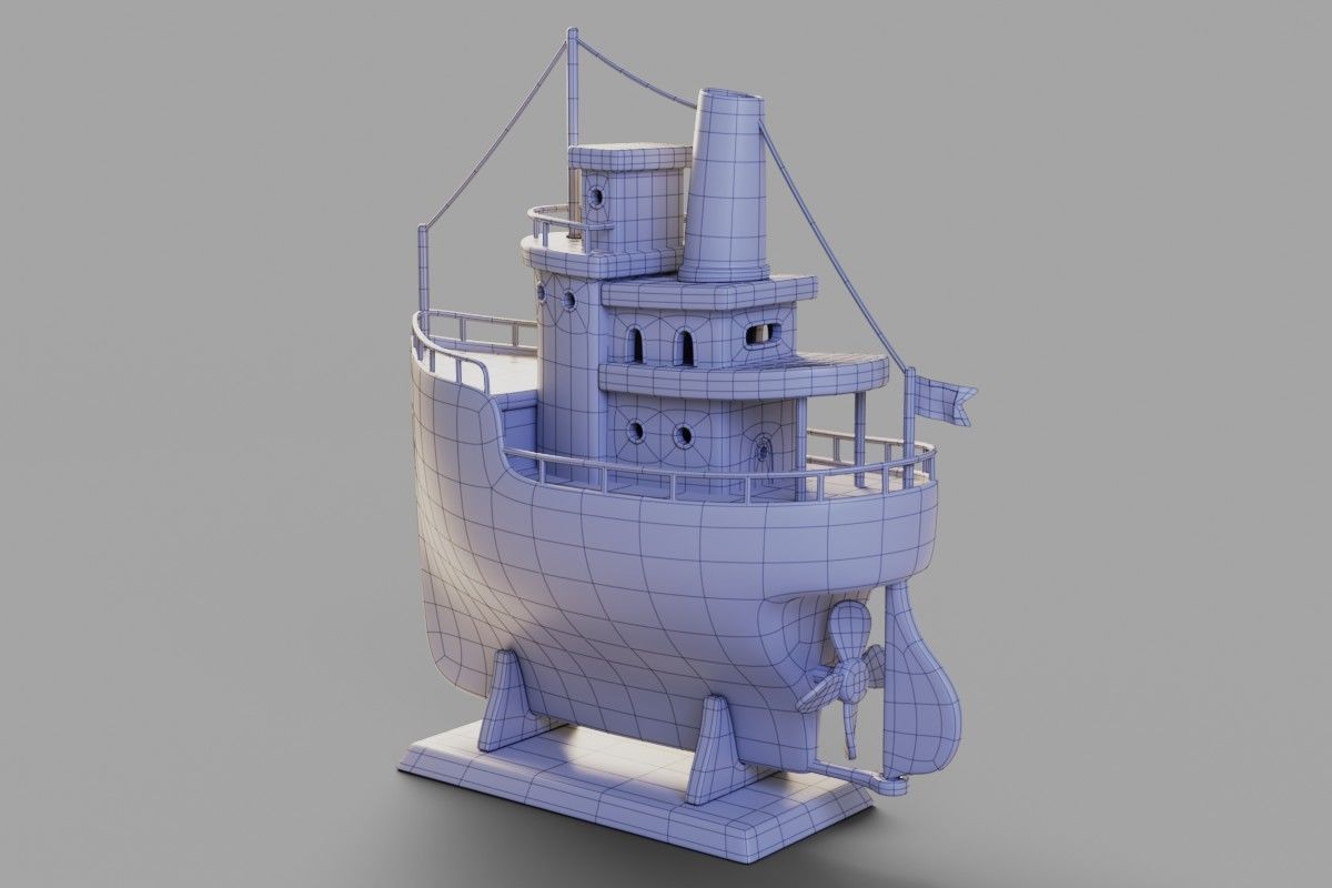 Toy ship Low-poly 3D model_3