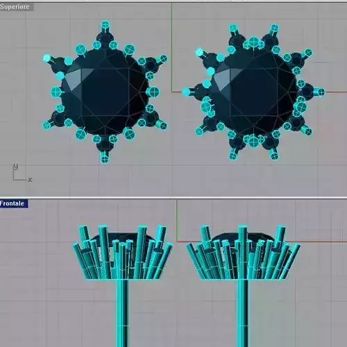 Diamond earrings two format 6 or 10 diammonds Or13 3D print model