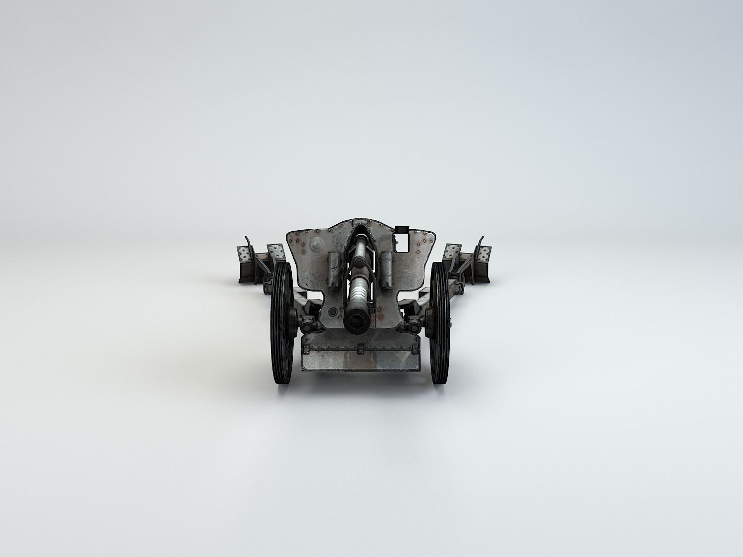 Low Poly 10 5 cm leichte Feldhaubitze Anti Tank Gun Low-poly 3D model_4