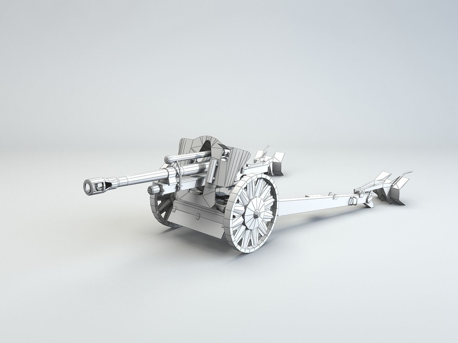 Low Poly 10 5 cm leichte Feldhaubitze Anti Tank Gun Low-poly 3D model_3