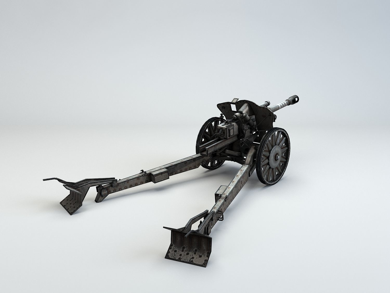 Low Poly 10 5 cm leichte Feldhaubitze Anti Tank Gun Low-poly 3D model_6