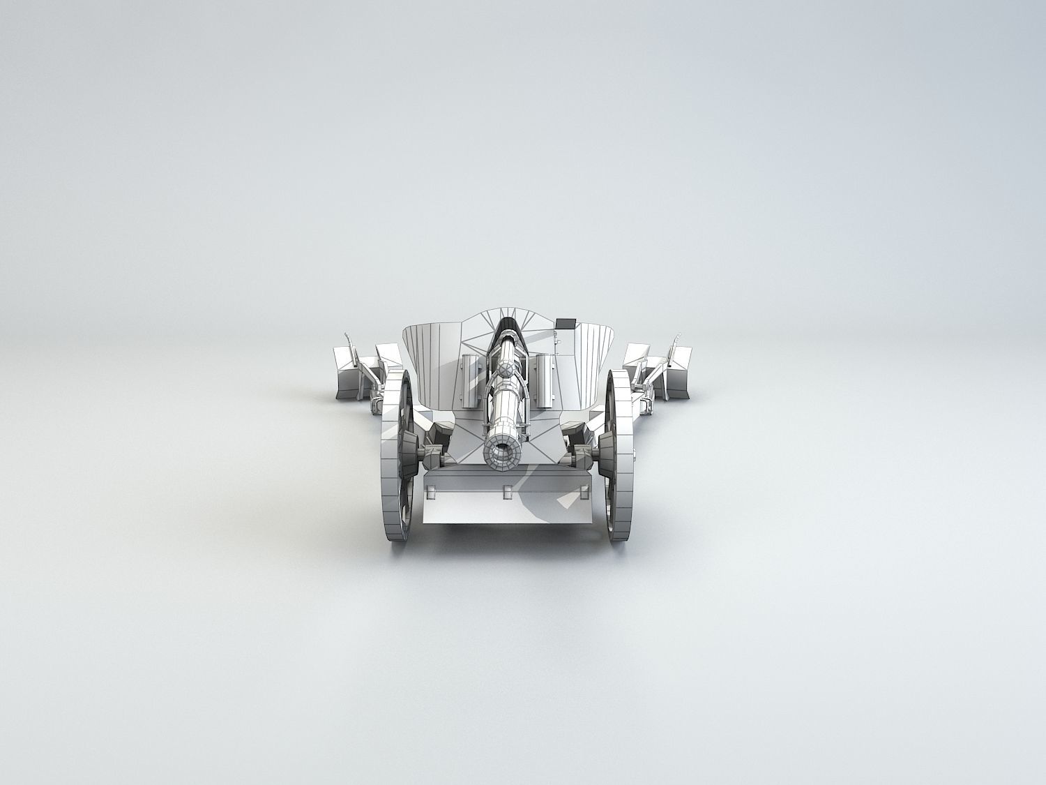 Low Poly 10 5 cm leichte Feldhaubitze Anti Tank Gun Low-poly 3D model_5