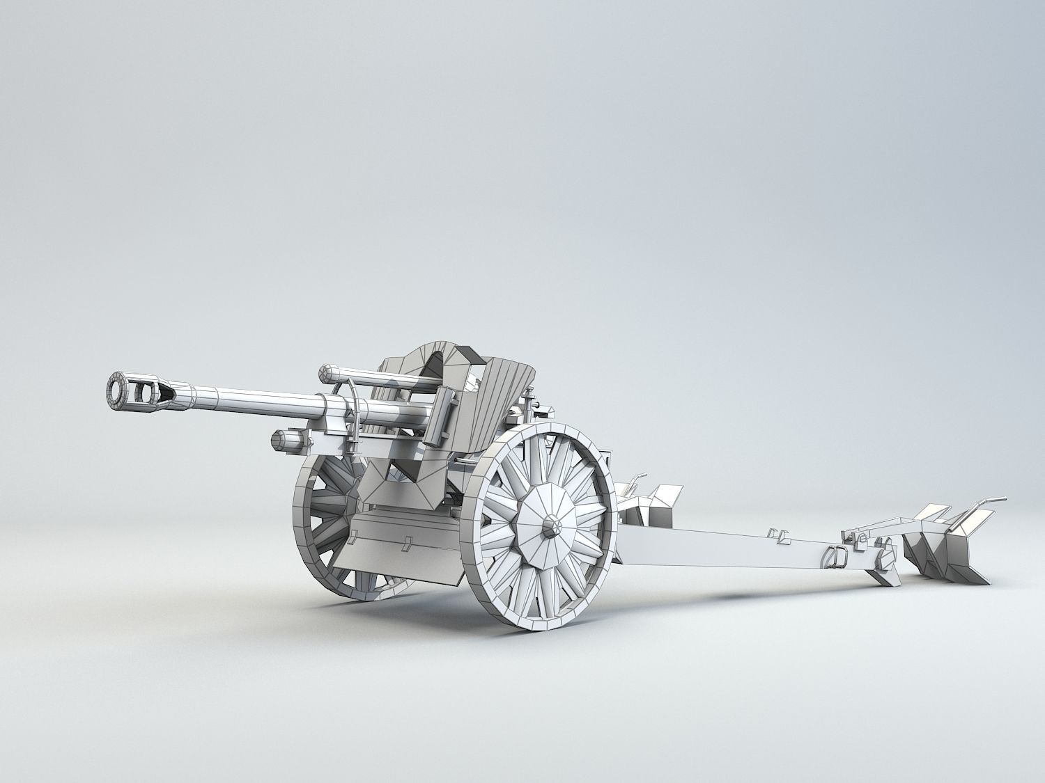 Low Poly 10 5 cm leichte Feldhaubitze Anti Tank Gun Low-poly 3D model_10