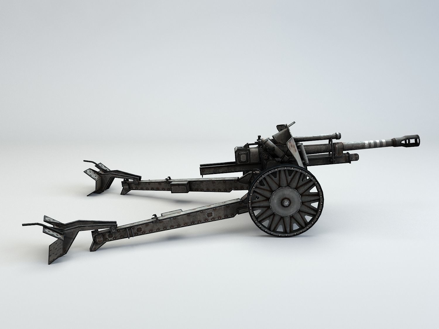 Low Poly 10 5 cm leichte Feldhaubitze Anti Tank Gun Low-poly 3D model_8