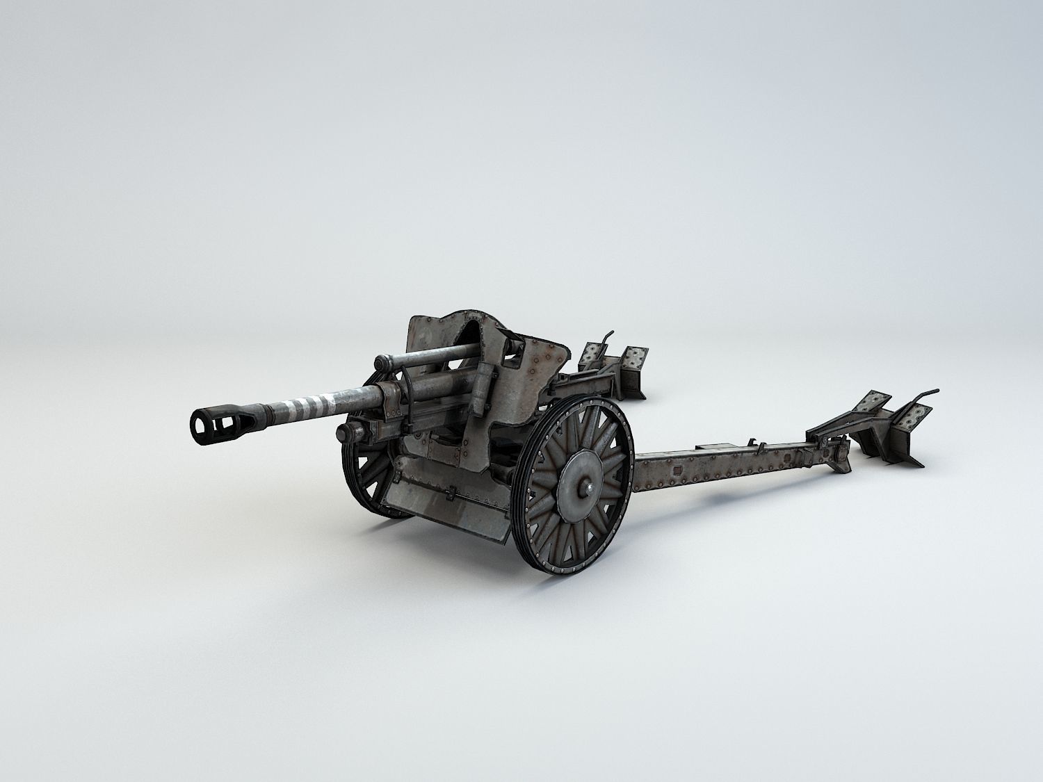 Low Poly 10 5 cm leichte Feldhaubitze Anti Tank Gun Low-poly 3D model_2
