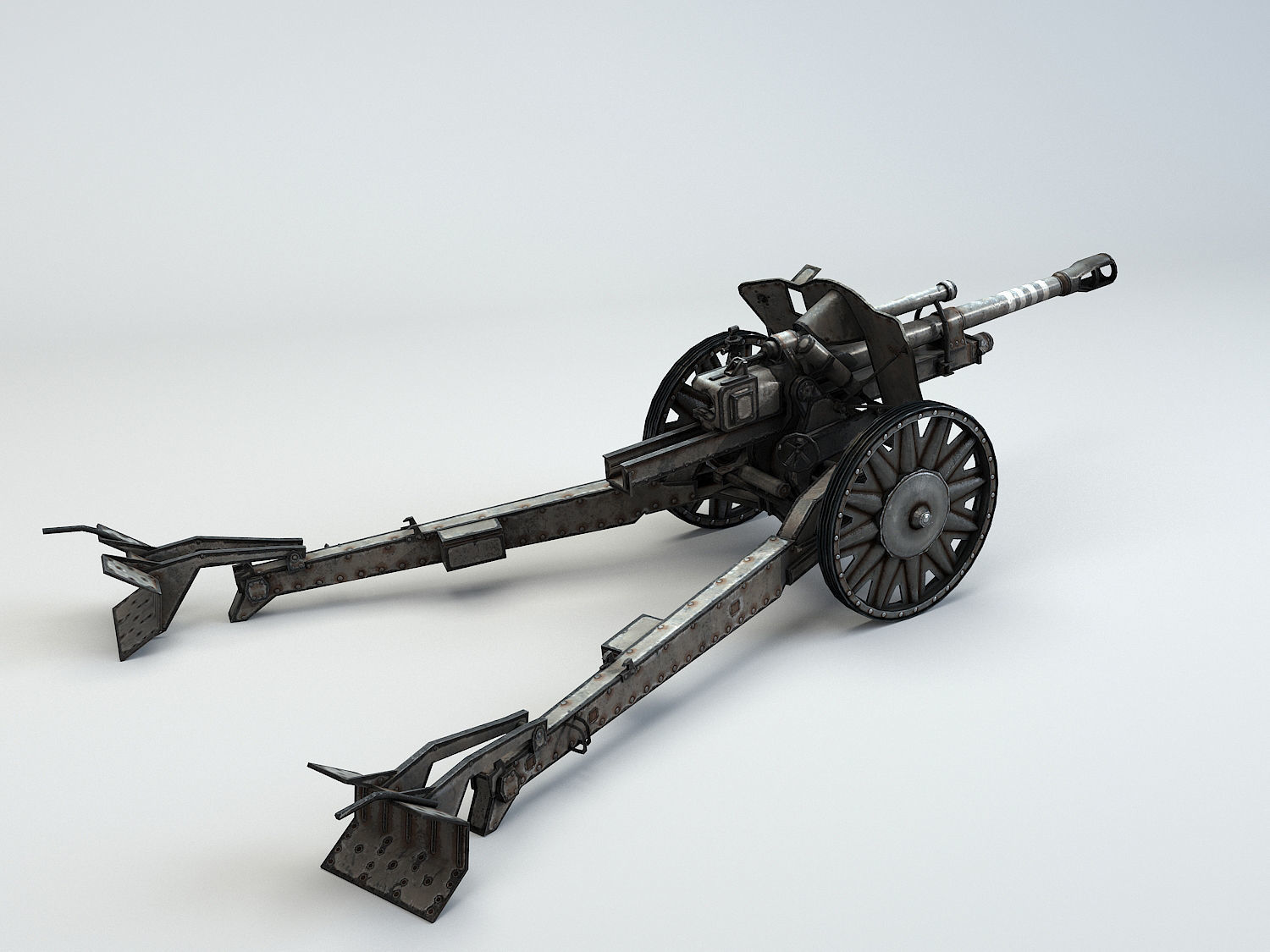 Low Poly 10 5 cm leichte Feldhaubitze Anti Tank Gun Low-poly 3D model_1