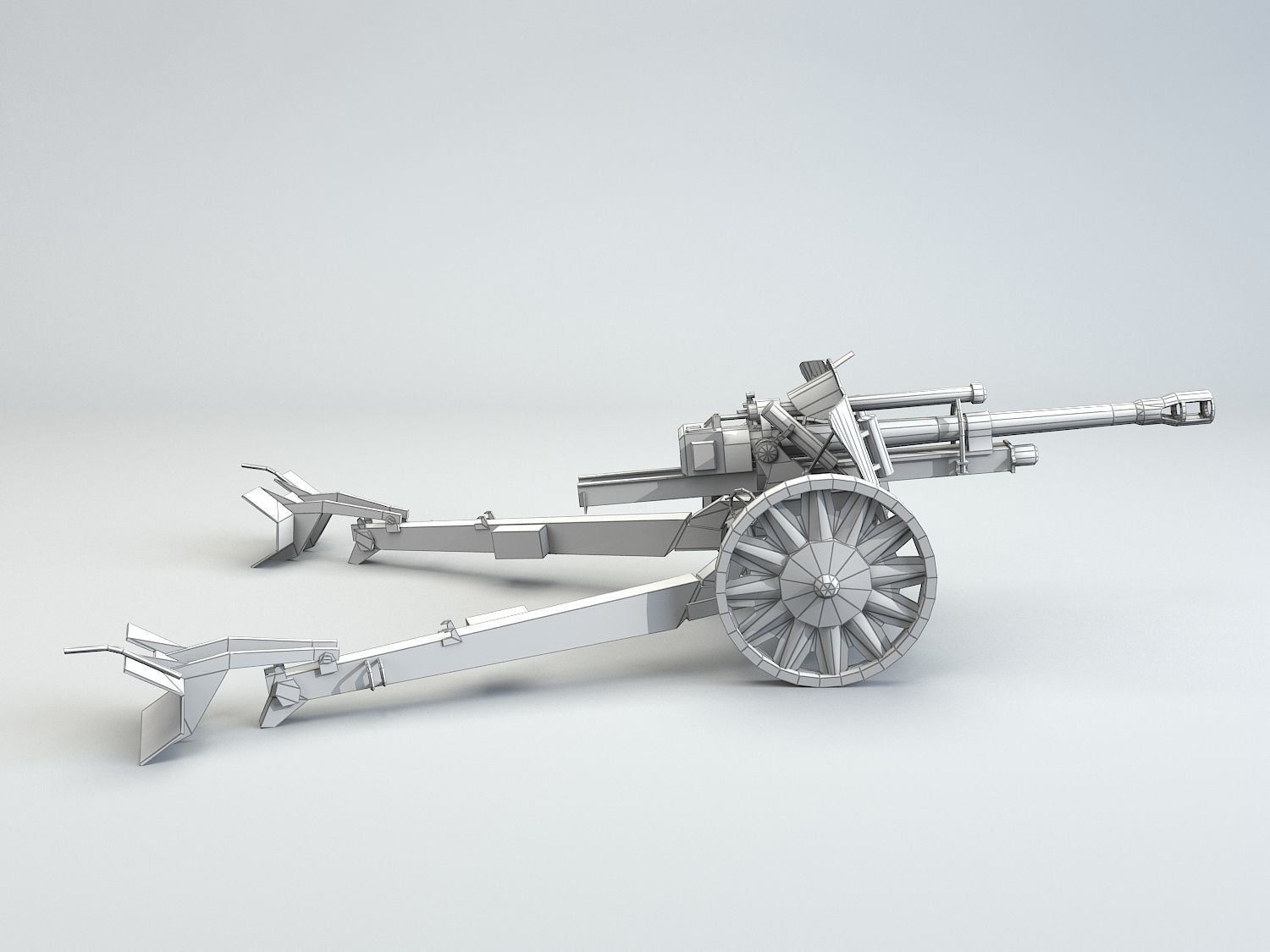 Low Poly 10 5 cm leichte Feldhaubitze Anti Tank Gun Low-poly 3D model_9