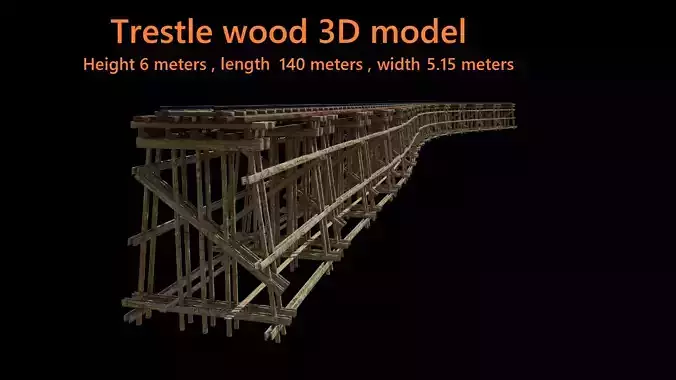 Wood trestle bridge 3D model Low-poly 3D model