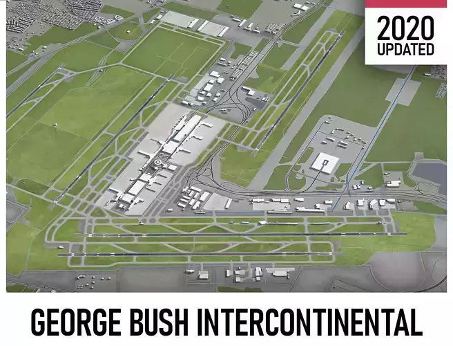 Houston George Bush Airport Low-poly 3D model