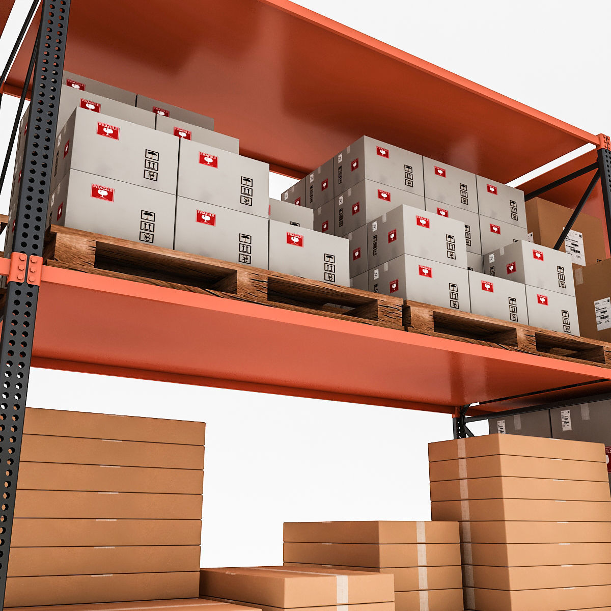 3D Warehouse Rack Model Low-poly 3D model_3