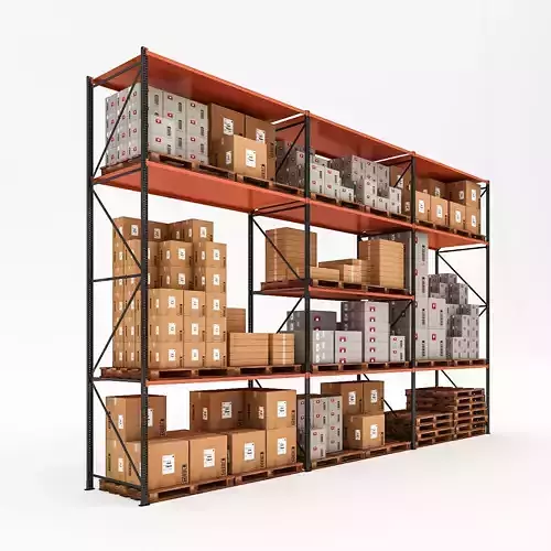 3D Warehouse Rack Model Low-poly 3D model