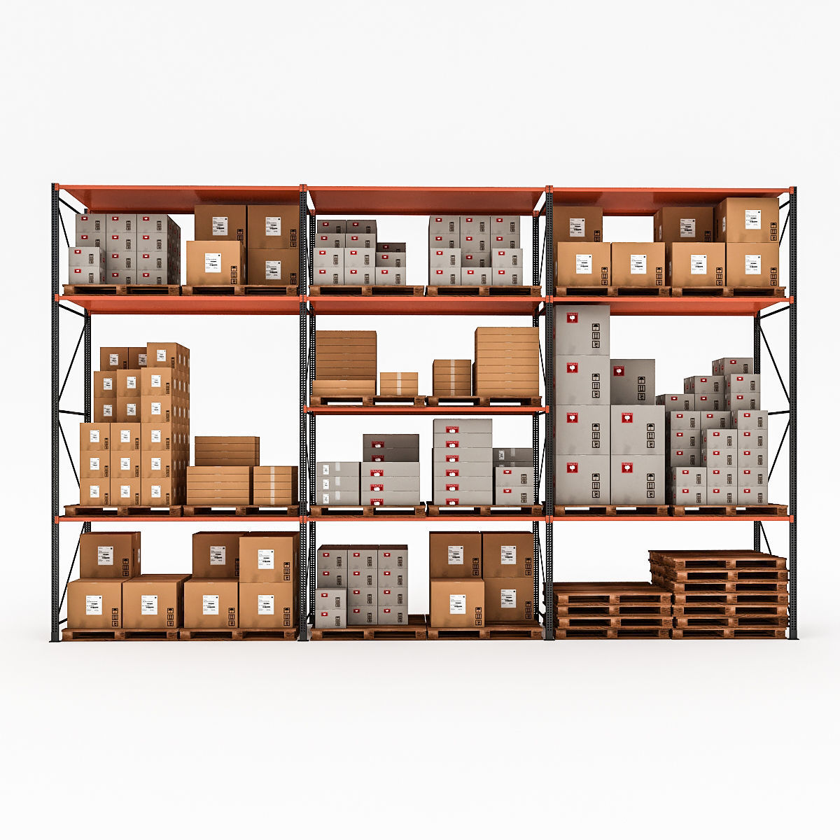 3D Warehouse Rack Model Low-poly 3D model_1