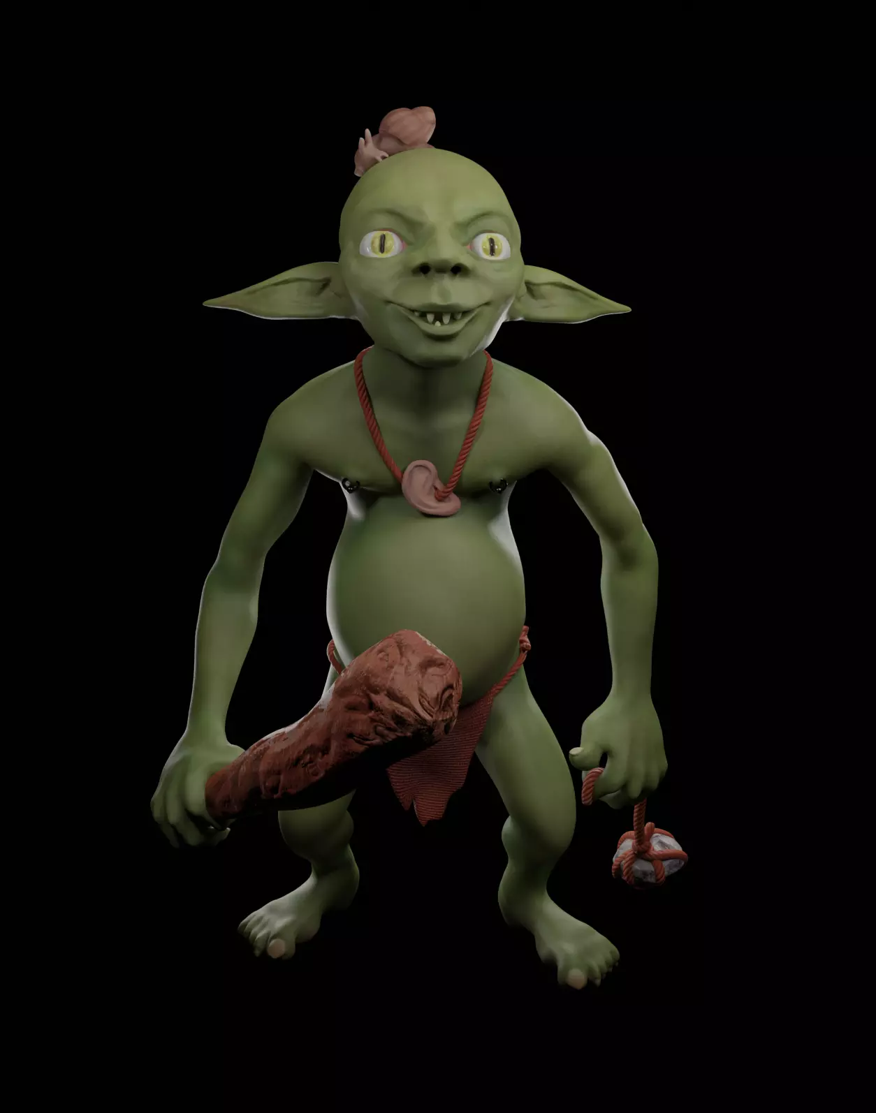 Goblin Wielding Club and Pet Rock 3D print model