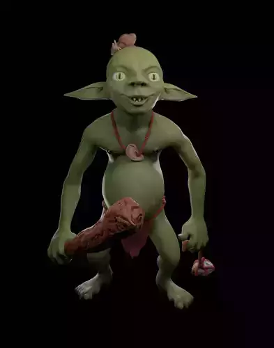 Goblin Wielding Club and Pet Rock