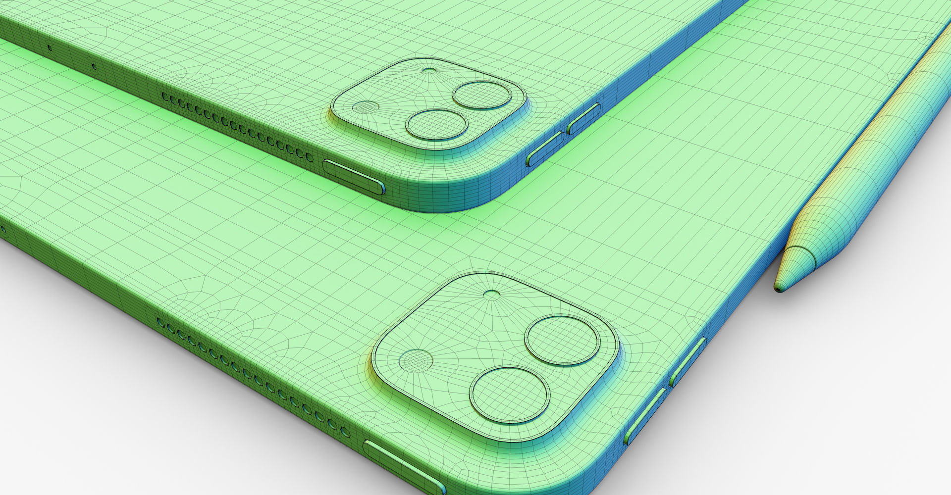 iPad Pro with Apple Pencil 2 Low-poly 3D model_8