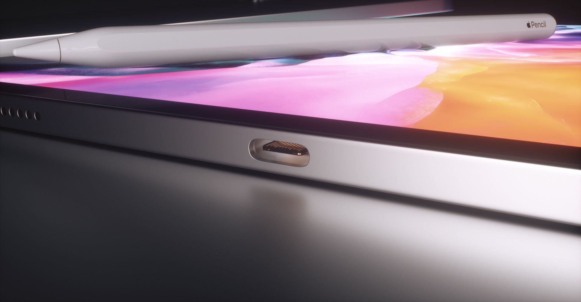 iPad Pro with Apple Pencil 2 Low-poly 3D model_19