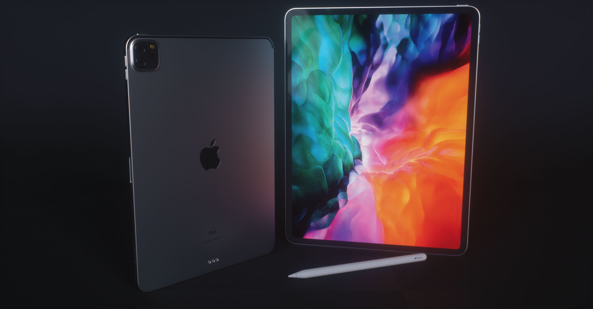 iPad Pro with Apple Pencil 2 Low-poly 3D model_2