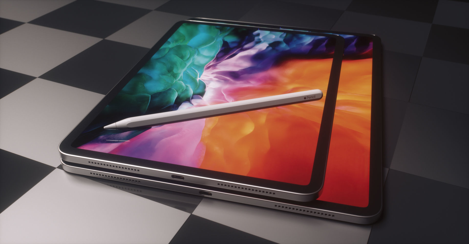 iPad Pro with Apple Pencil 2 Low-poly 3D model_15