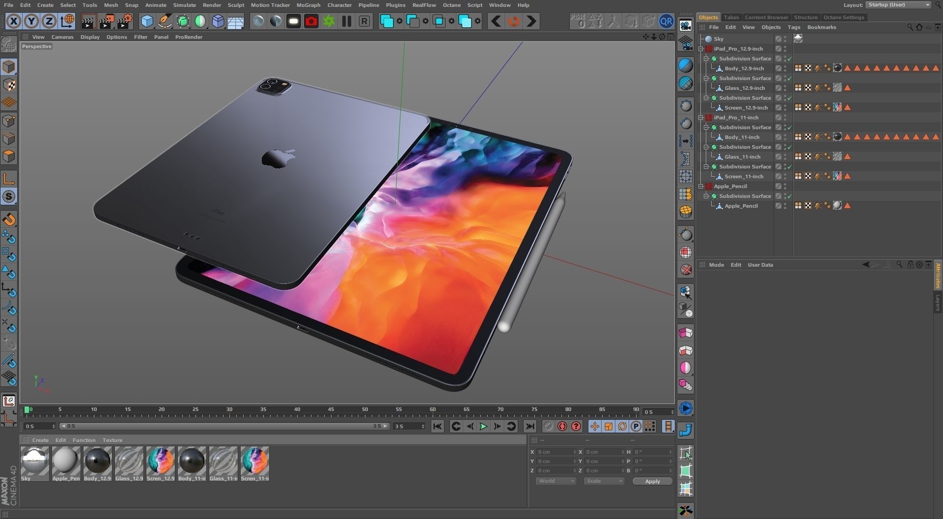 iPad Pro with Apple Pencil 2 Low-poly 3D model_23