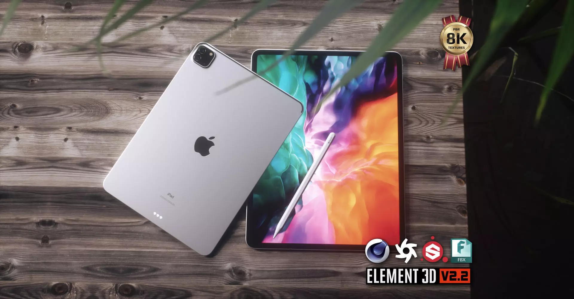 iPad Pro with Apple Pencil 2 Low-poly 3D model_0