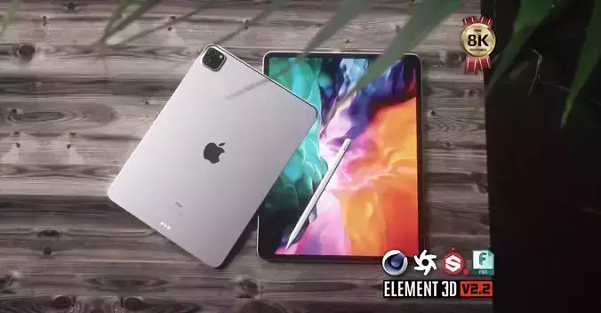 iPad Pro with Apple Pencil 2 Low-poly 3D model