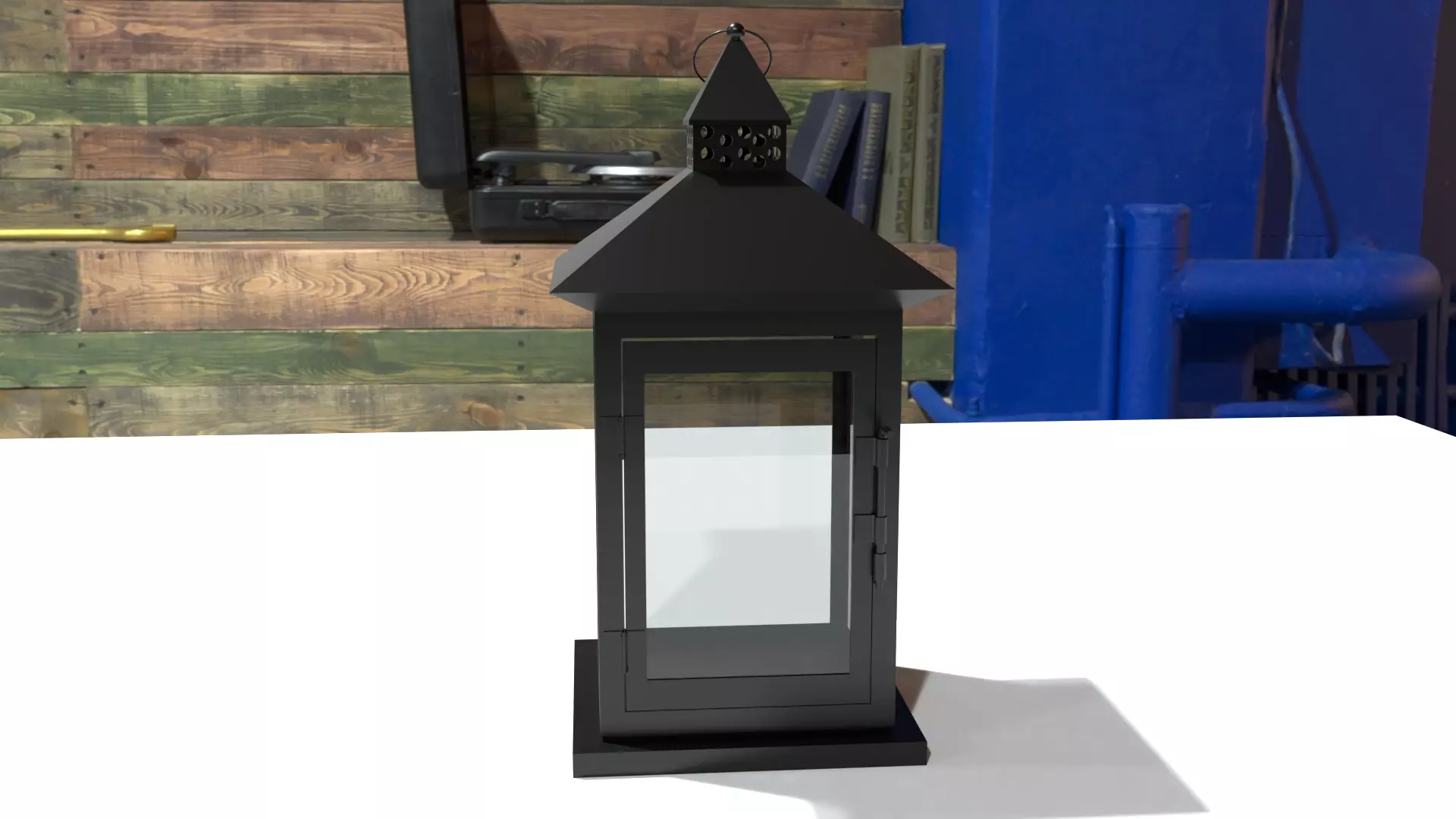 vintage lantern Low-poly 3D model_0