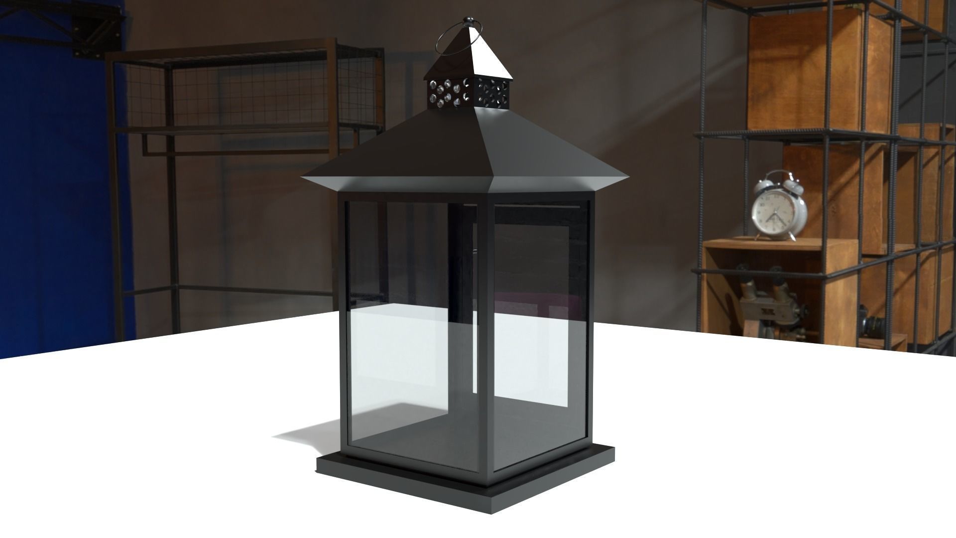 vintage lantern Low-poly 3D model_2
