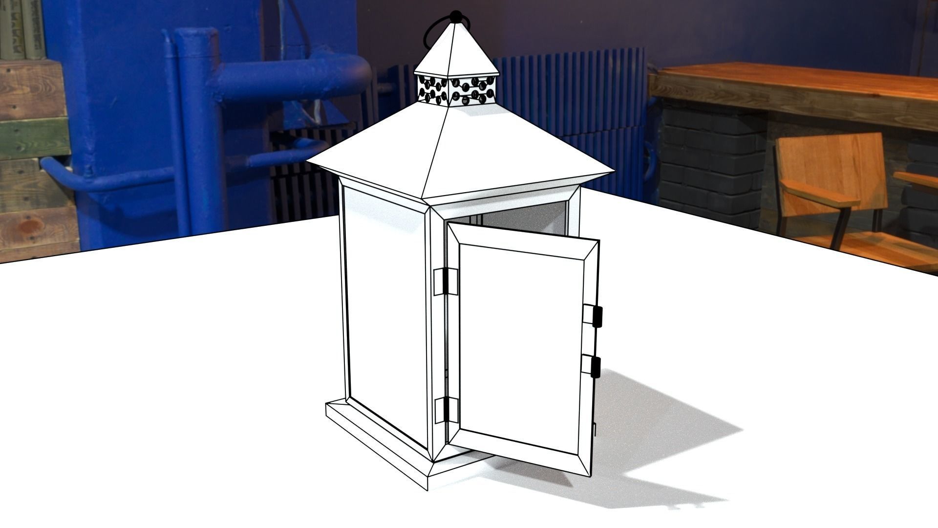 vintage lantern Low-poly 3D model_8